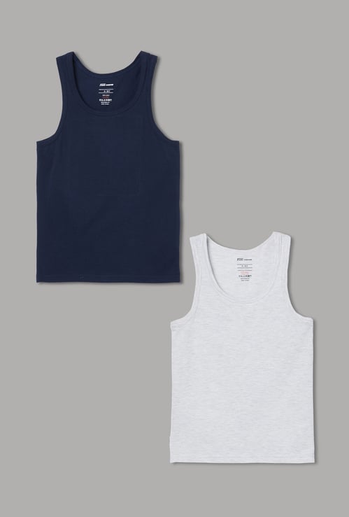 FAME FOREVER Boys Solid Vests - Pack of 2