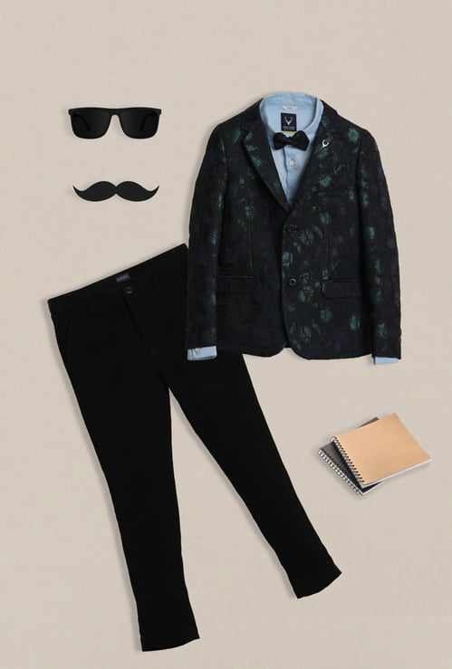 ALLEN SOLLY Boys Textured Blazer with Shirt and Trousers Set