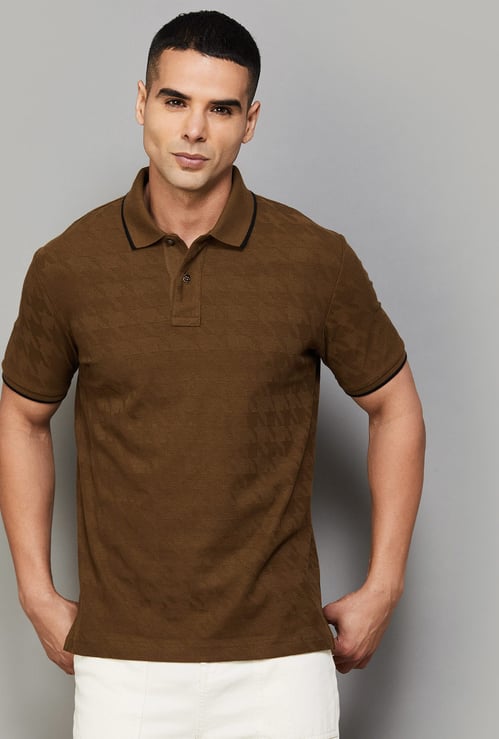 FAHRENHEIT Houndstooth Polo T-shirt