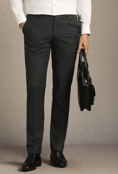 LOUIS PHILIPPE Solid Slim Straight Formal Trousers