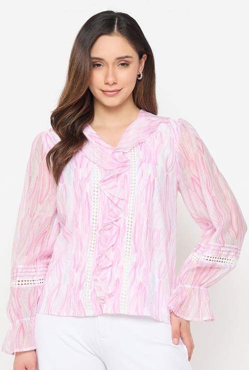 MADAME Printed Ruffle Detail Tunic