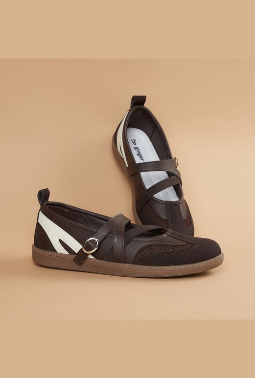 GINGER Panelled Ballerinas