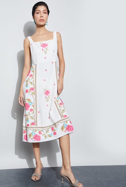 CODE Floral Print A-Line Dress