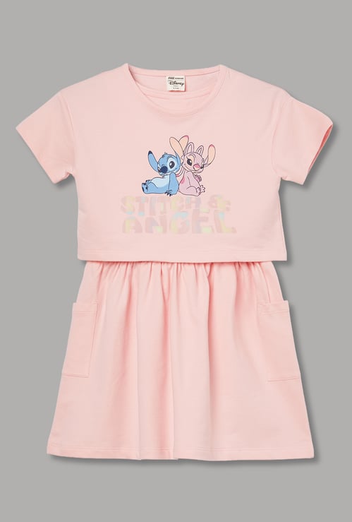 FAME FOREVER Girls Stitch and Angel Dress with T-shirt