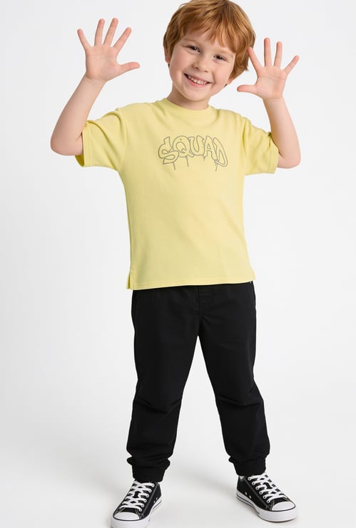 FAME FOREVER Boys Typographic Embroidered T-shirt