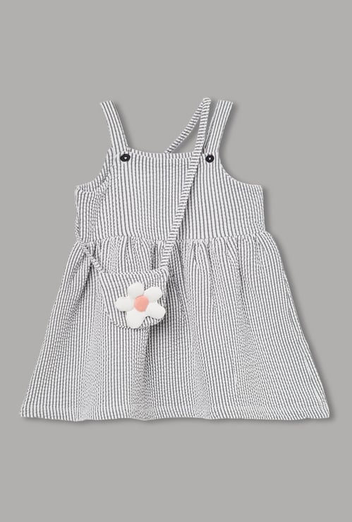 FAME FOREVER Girls Striped Dress with Bag Set