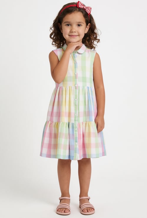 FAME FOREVER Girls Checked Tiered Dress