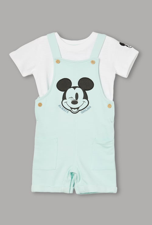 FAME FOREVER Boys Mickey Mouse Dungaree with T-shirt
