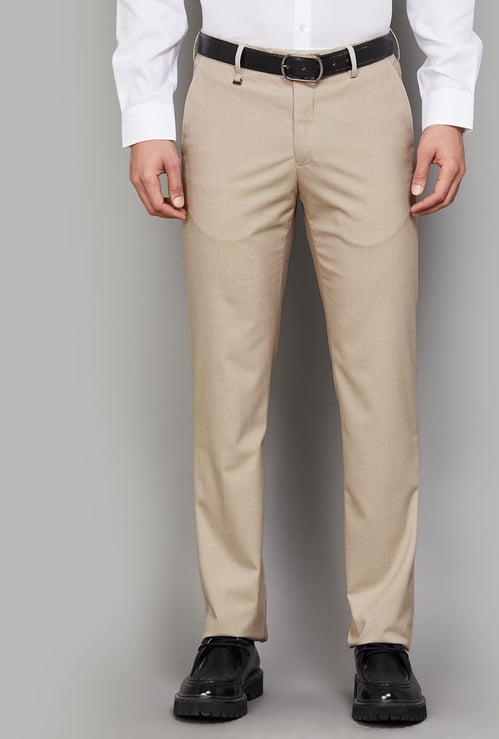 VAN HEUSEN Solid Slim Straight Formal Trousers