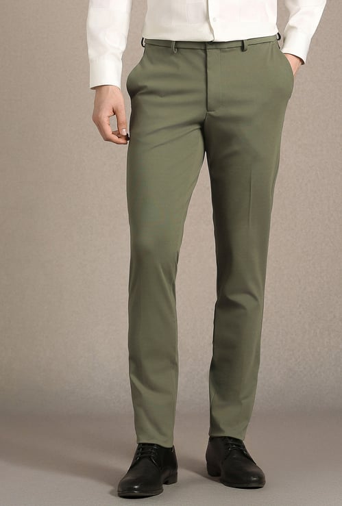 LOUIS PHILIPPE Solid Slim Straight Formal Trousers