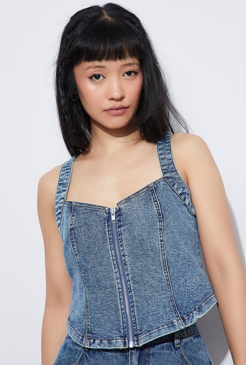 GINGER Washed Denim Top