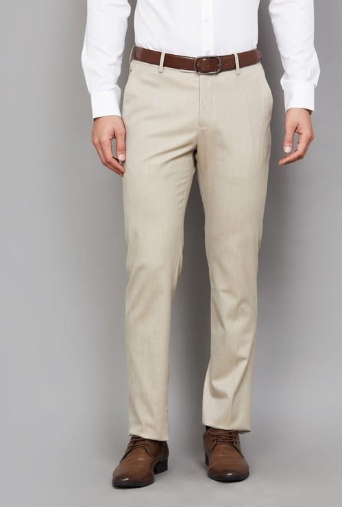 LOUIS PHILIPPE Solid Slim Straight Formal Trousers
