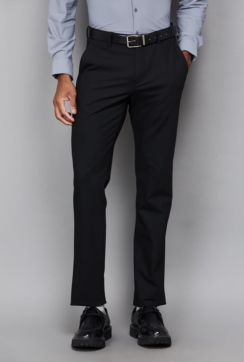 LOUIS PHILIPPE Solid Slim Straight Formal Trousers