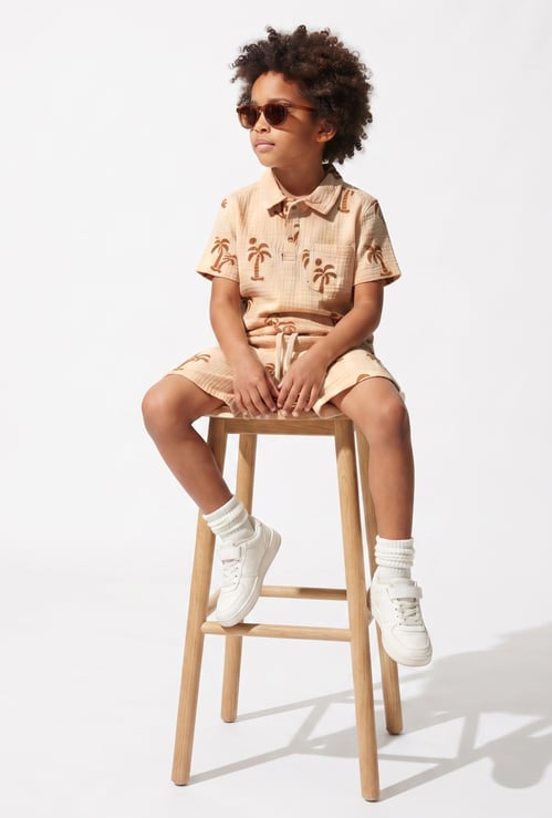 FAME FOREVER Boys Beige Printed Shirt