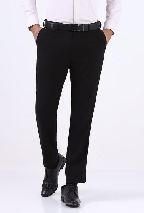 BLACKBERRYS Solid Slim Straight Formal Trousers