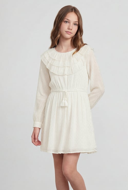 FAME FOREVER Girls Embellished Ruffle Dress