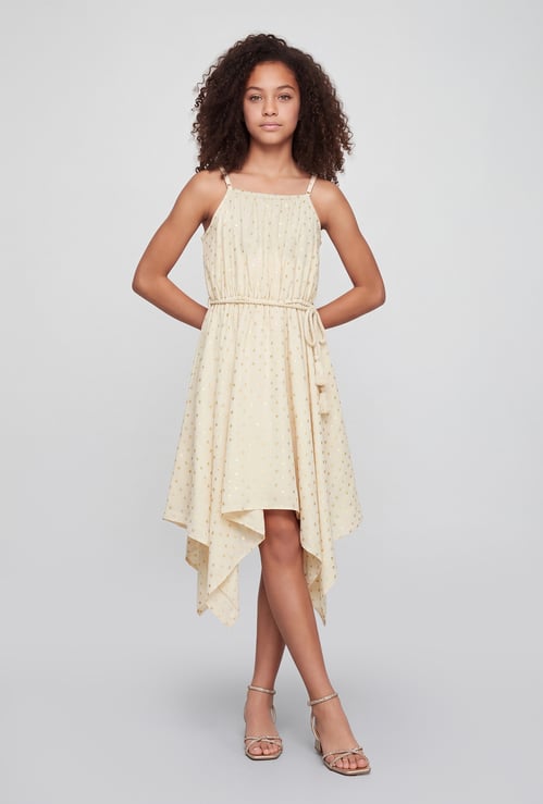 FAME FOREVER Girls Printed Tie-Up Midi Dress