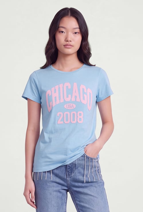 FAME FOREVER Girls Typographic Print T-shirt