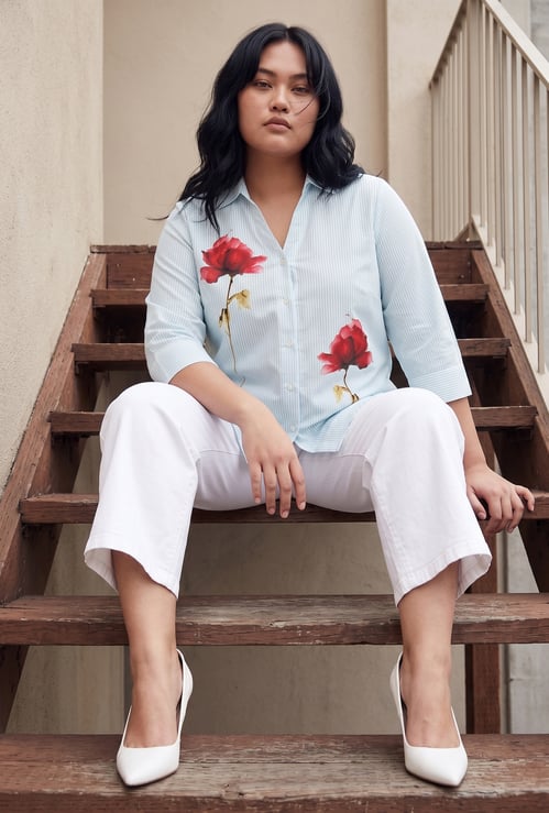 NEXUS Striped Floral Print Shirt
