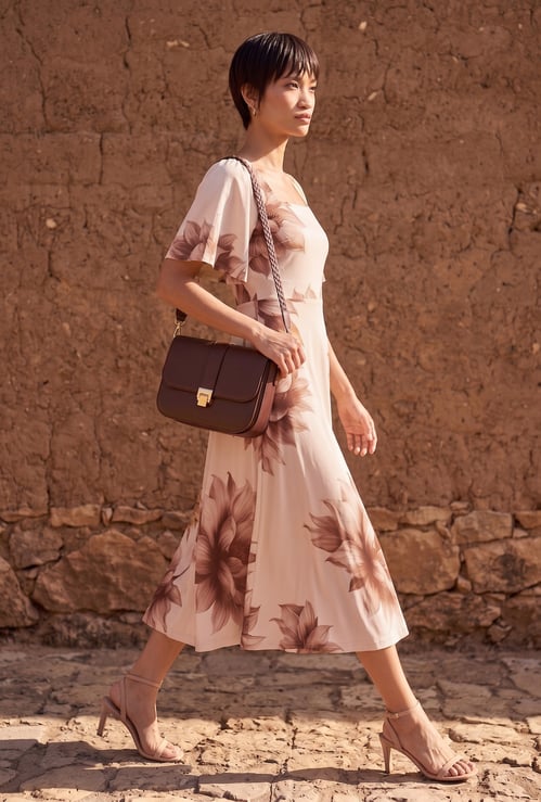 CODE Floral Print Midi Dress