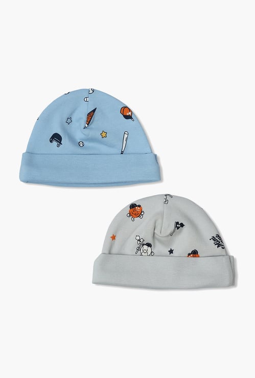 FS MINI KLUB Boys Printed Beanie - Pack of 2