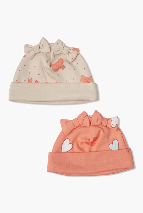 FS MINI KLUB Girls Printed Caps Pack of 2