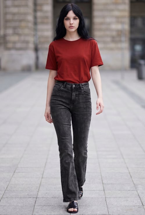 FAME FOREVER Solid Bootcut Jeans