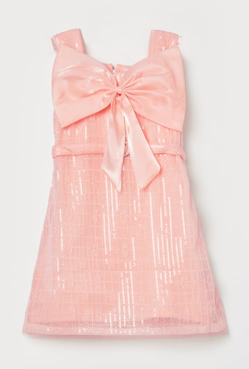 PEPPERMINT Girls Embellished Bow Detail Dress