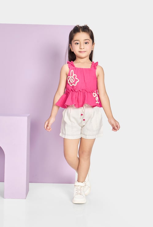 PEPPERMINT Girls Embroidered Top with Shorts