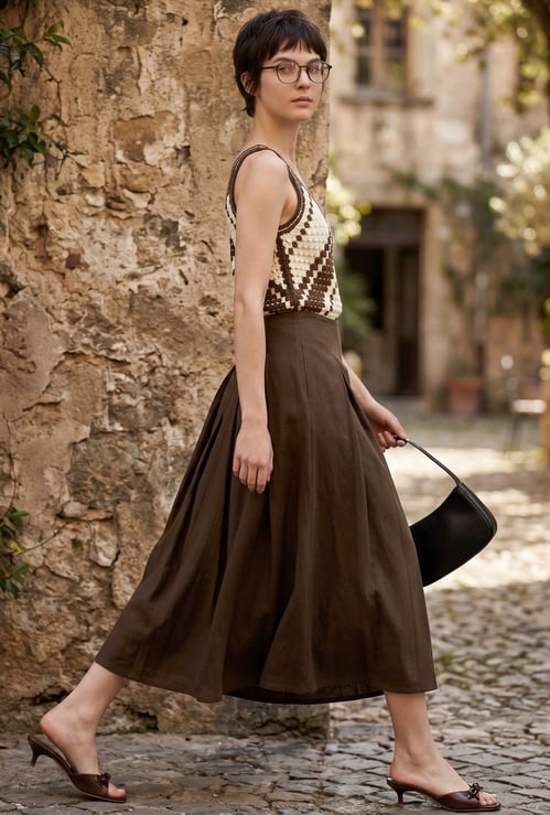 CODE Solid Midi Skirt