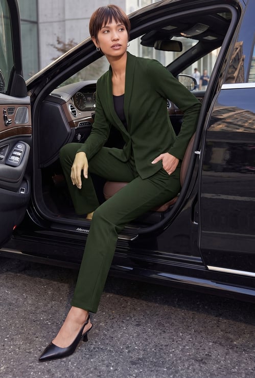 CODE Solid Flat Front Trousers