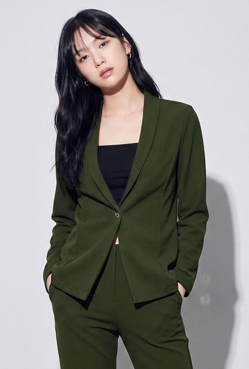 CODE Solid Single Breasted Blazer