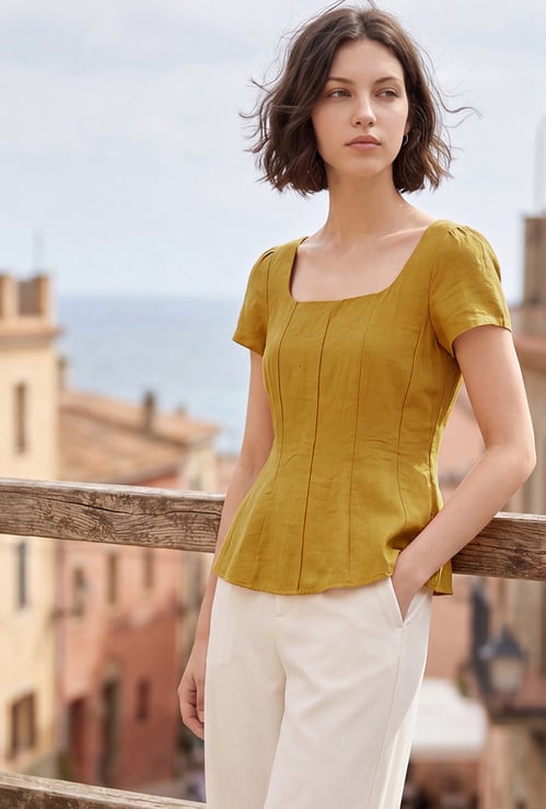 CODE Solid Peplum Top