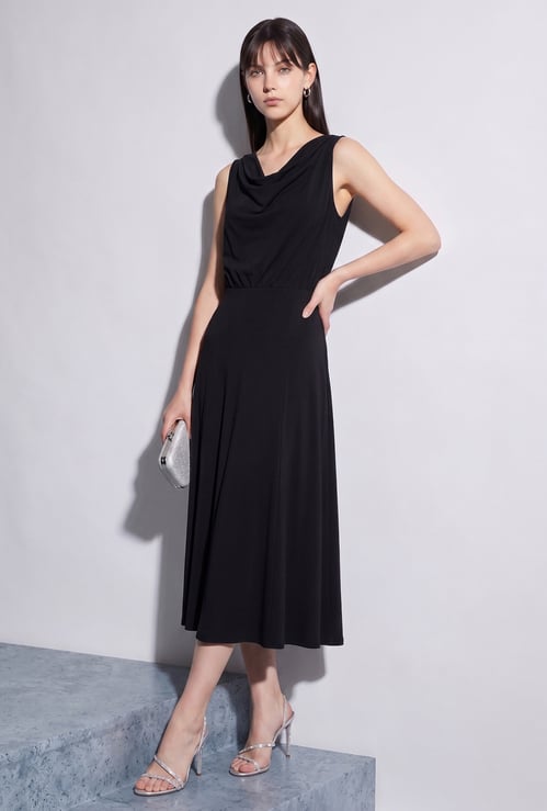 CODE Solid Fit & Flare Dress