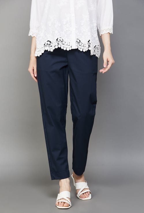 GO COLORS Solid Straight Pants
