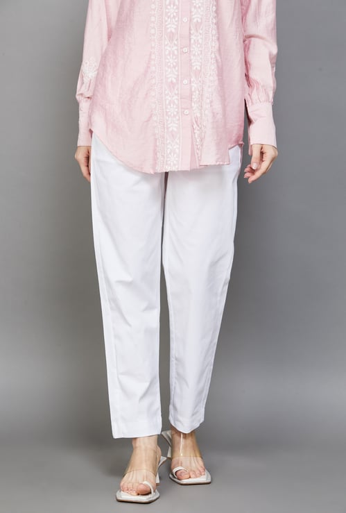 GO COLORS Solid Straight Pants