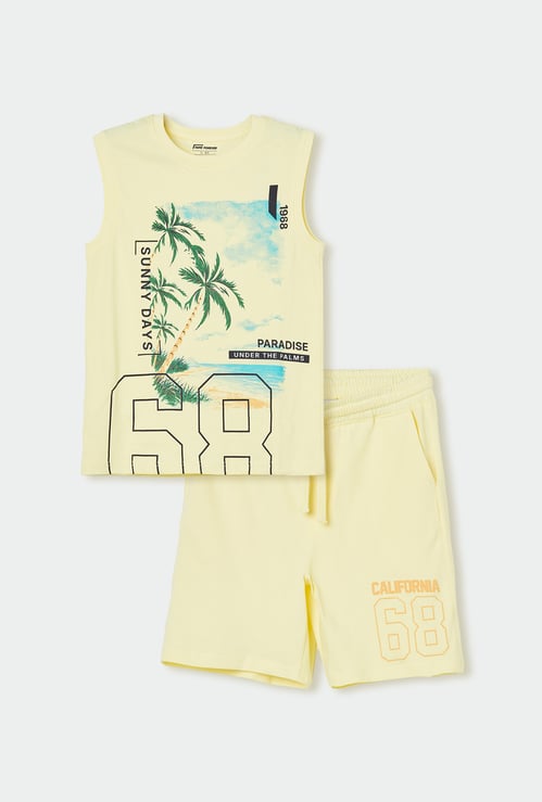 FAME FOREVER Boys Graphic Print T-shirt and Shorts Set