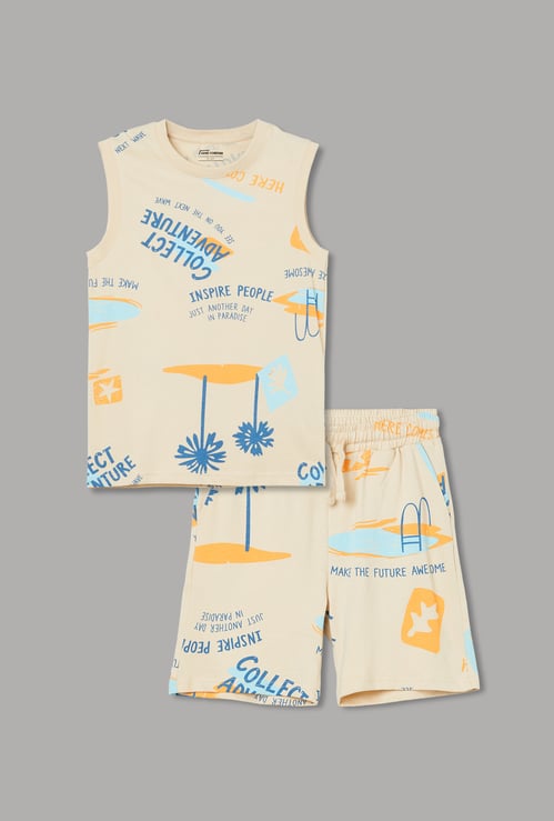 FAME FOREVER Boys Graphic Print T-shirt with Shorts