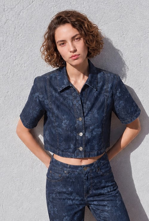 GINGER Floral Print Cropped Shirt