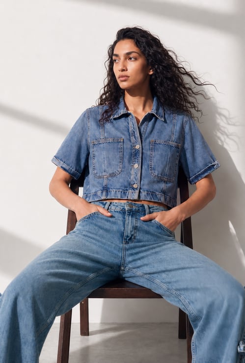 GINGER Washed Crop Shirt