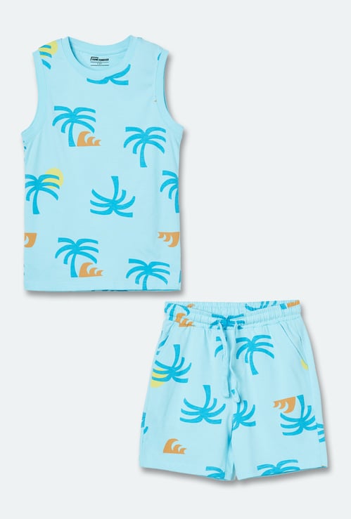 FAME FOREVER Boys Graphic Print T-shirt with Shorts