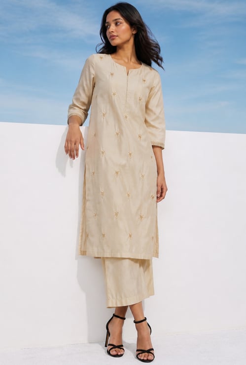 MELANGE Embroidered Straight Kurta Set