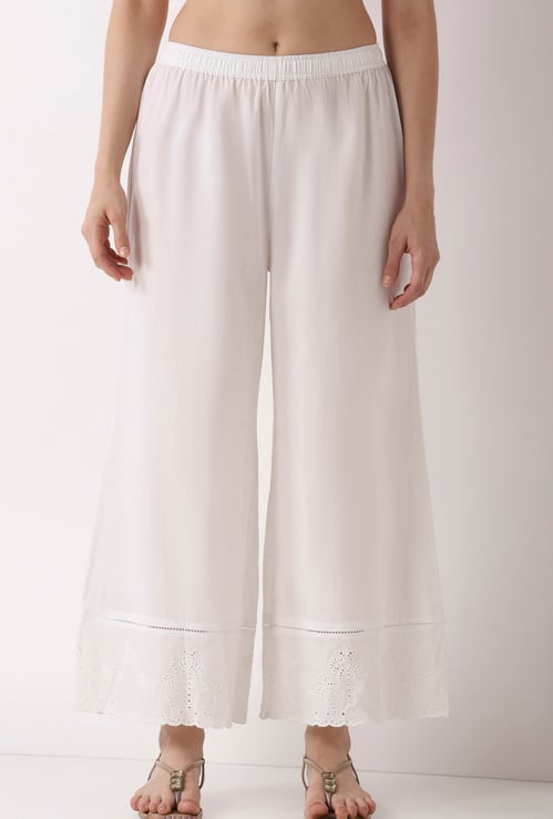 BIBA Schiffli Flared Palazzos