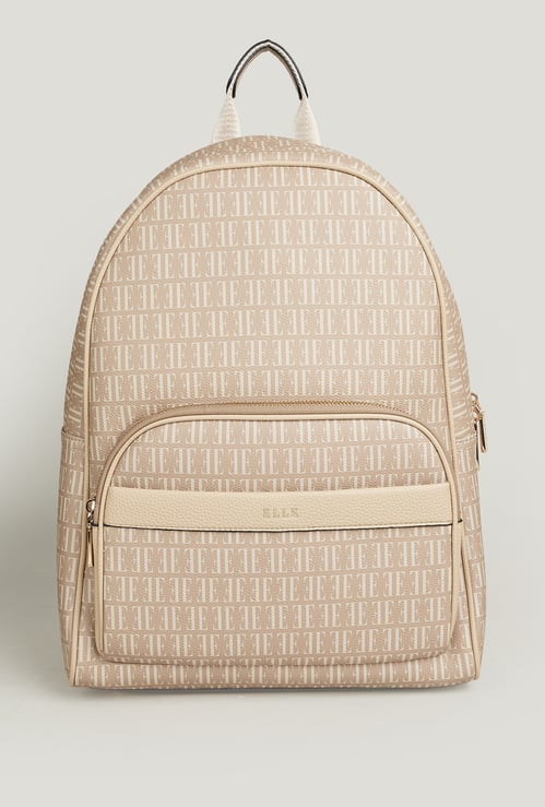 ELLE Merci Monogram Print Laptop Backpack