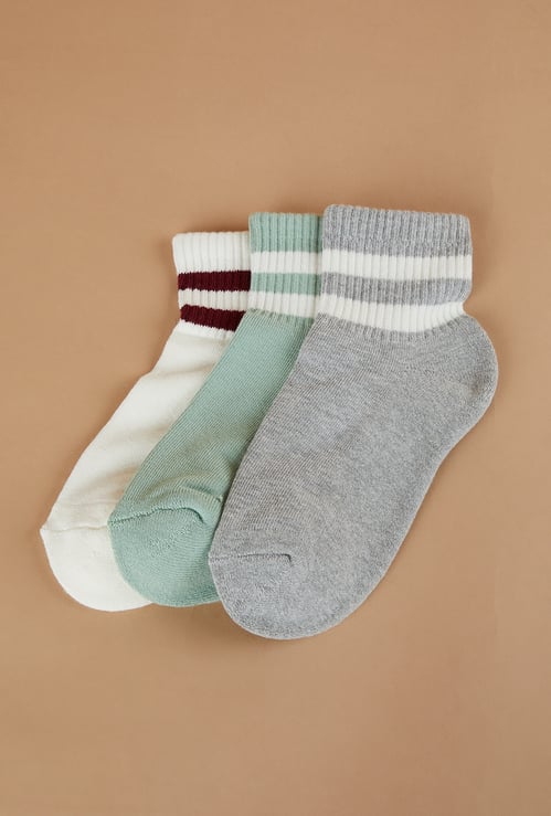 FAME FOREVER Striped Ankle Length Socks - Pack of 3