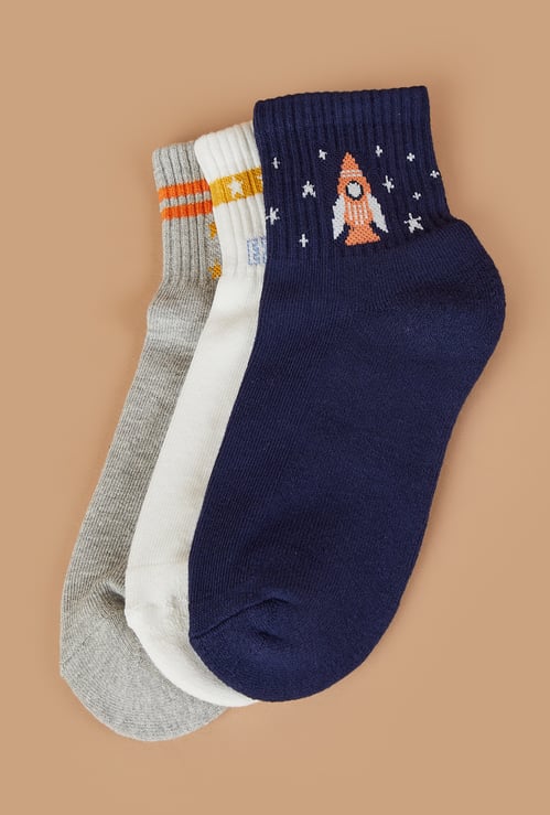 FAME FOREVER Patterned Ankle Length Socks - Pack of 3