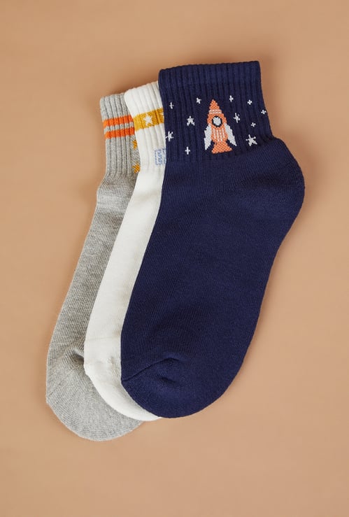 FAME FOREVER Patterned Ankle Length Socks - Pack of 3