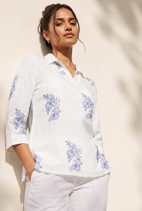 MELANGE Floral Embroidered Tunic