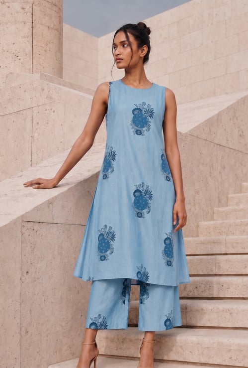 MELANGE Floral Print A-line Kurta Set