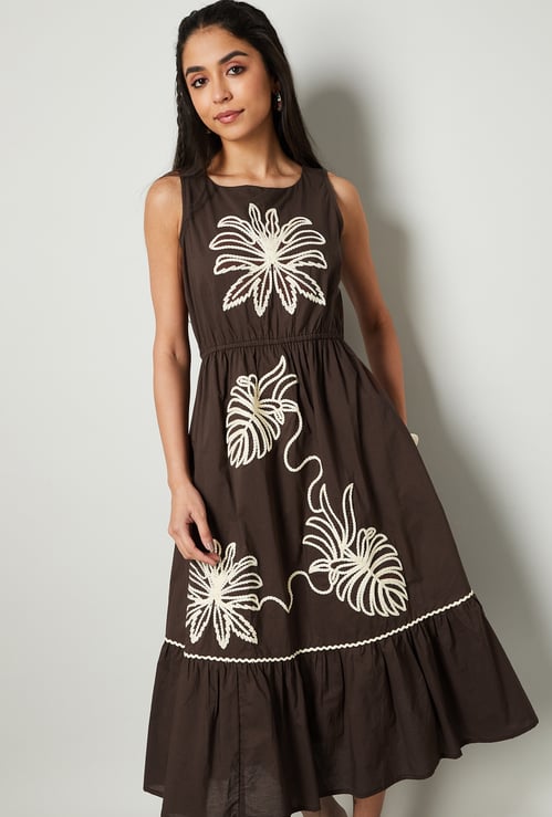 COLOUR ME Embroidered A-Line Dress